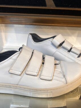 White Leather Triple-Strap Sneakers